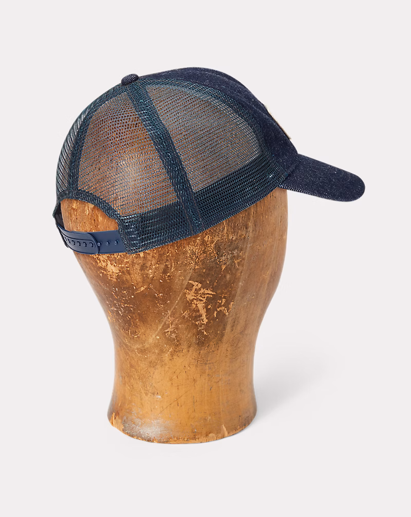 インディゴ ロゴパッチ デニム トラッカー キャップ