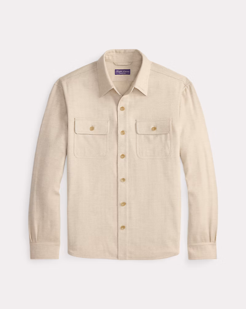 コットンカシミヤ ヘリンボーン シャツ