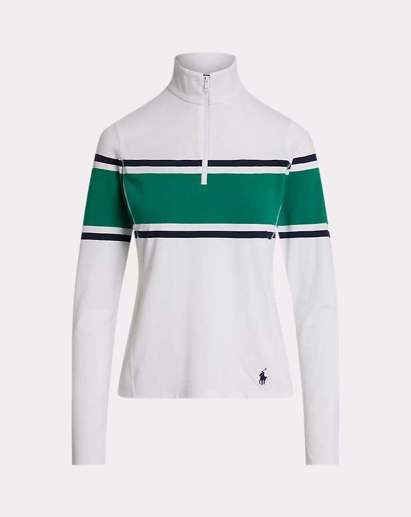 ストライプド ストレッチジャージー クォータージップ