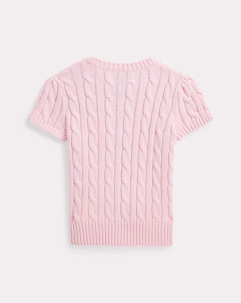 ケーブルニット コットン ショートスリーブ セーター