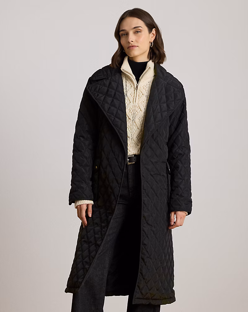 ベルテッド ダイヤモンドキルテッド ラップ コート