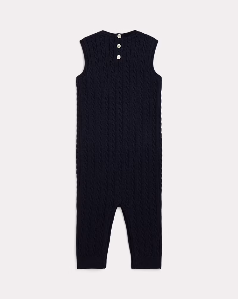 ケーブルニット コットン オーバーオール