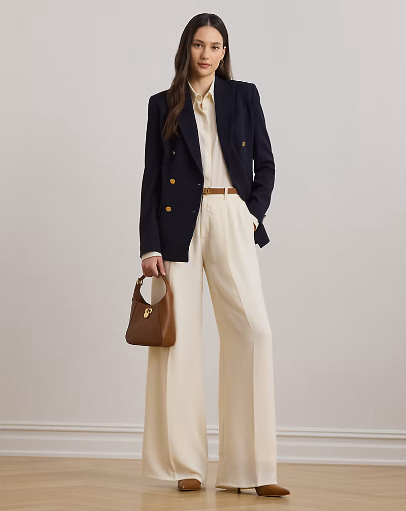 ダブルフェイスド ジョーゼット ワイドレッグ パンツ