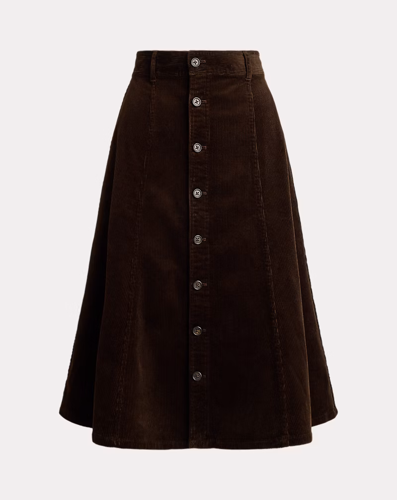 ボタンフロント コーデュロイ Aライン スカート
