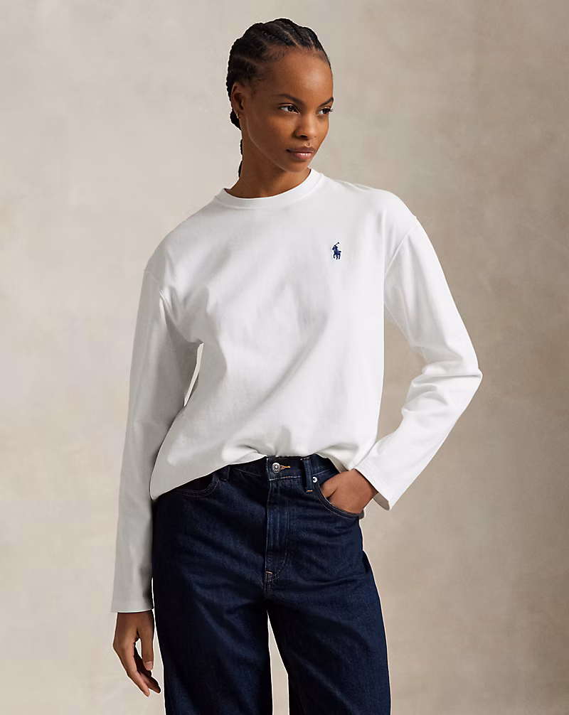 コットン ジャージー ロングスリーブ Tシャツ