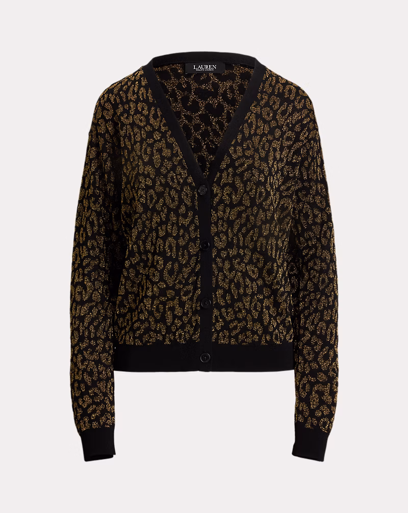 メタリック オセロット ダブルニット カーディガン