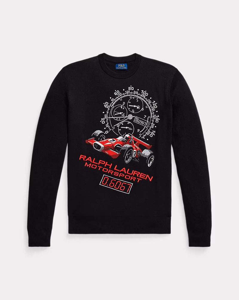 インターシャニット レース カー コットン セーター