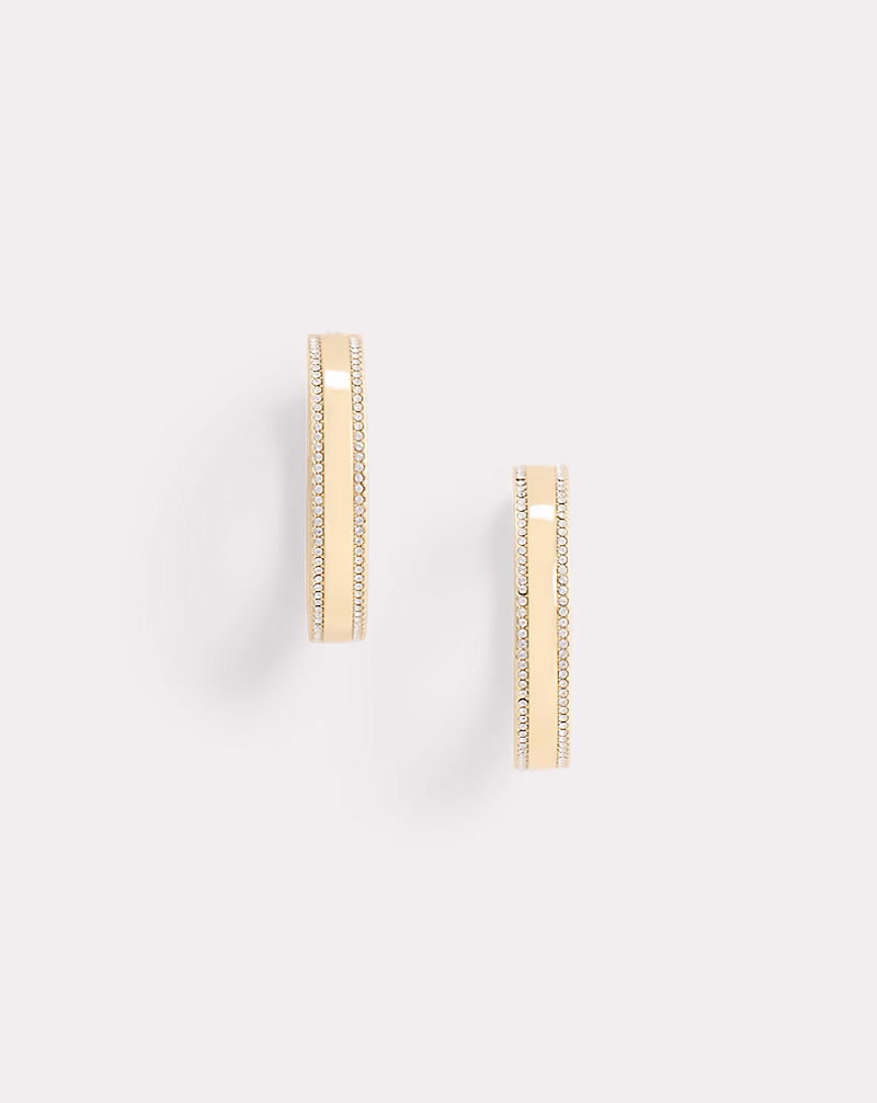 ゴールドプレーテッド パヴェ フープ ピアス