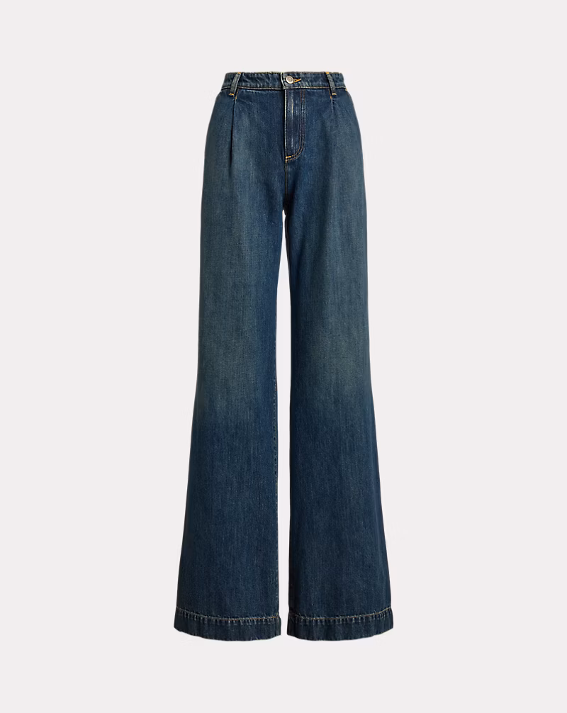 ハイライズ プリーテッド ワイドレッグ ジーンズ