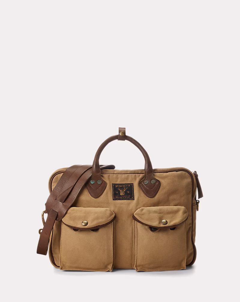 レザートリム キャンバス ブリーフケース