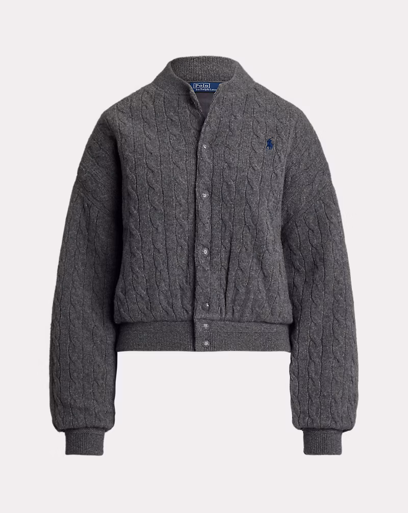 ケーブルニット ウールカシミヤ ボンバー ジャケット