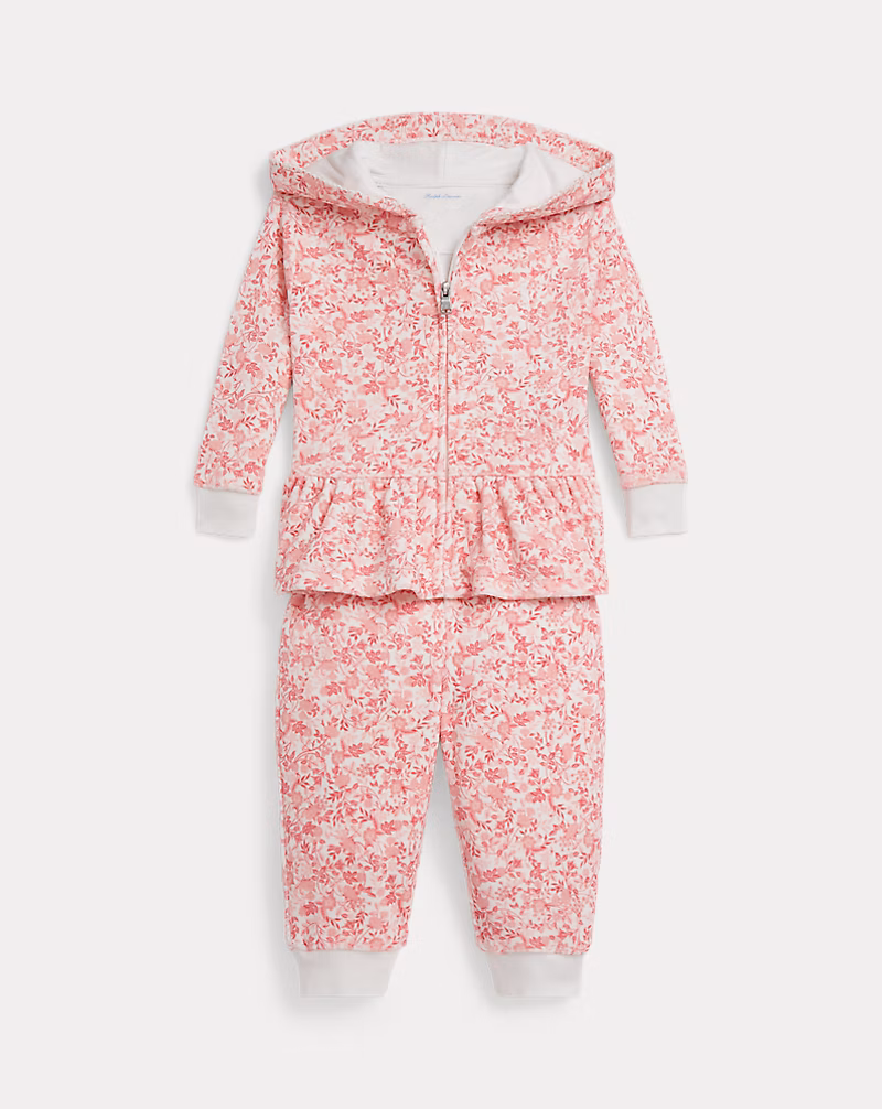 フローラル ベロア フルジップ フーディ & パンツ セット