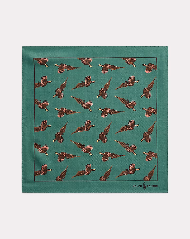 フェザントプリント ウール ポケット スクエア