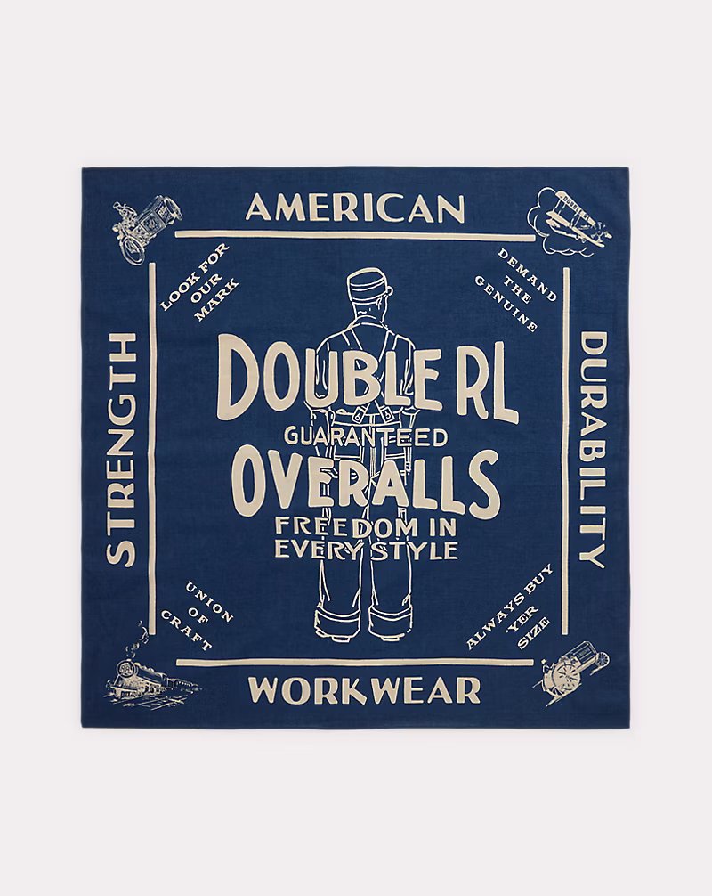 インディゴ コットン グラフィック バンダナ