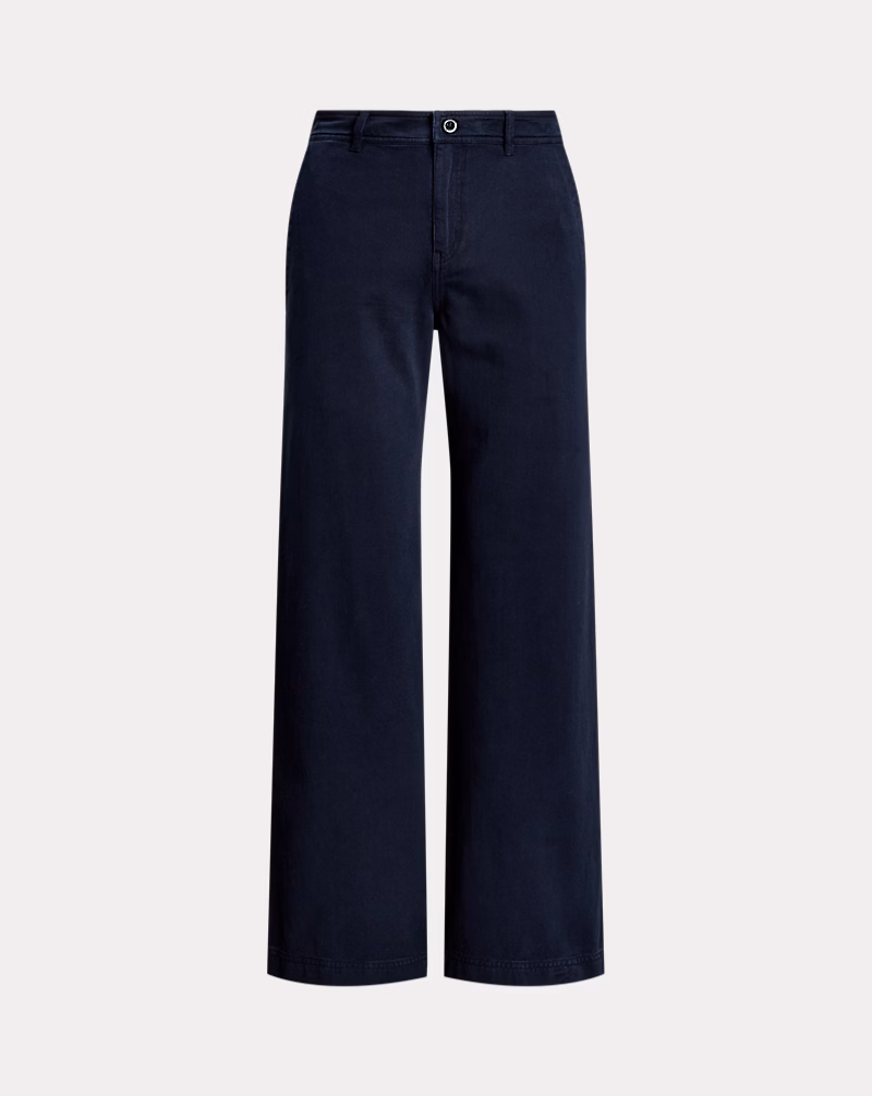 コットン ツイル ワイドレッグ パンツ