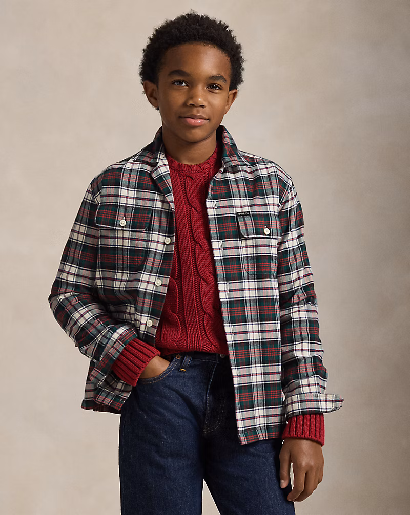 チェック コットン オックスフォード ワークシャツ