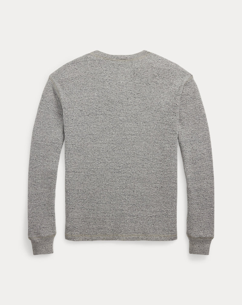 ガーメントダイド ワッフルニット ヘンリーネック シャツ