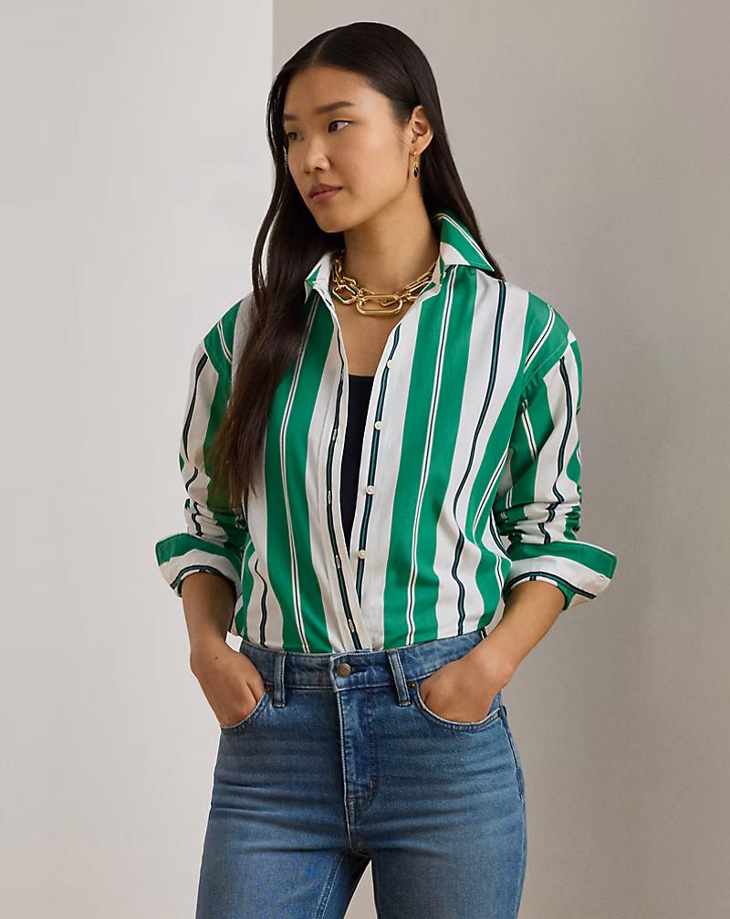 リラックス フィット ストライプド ブロードクロス シャツ