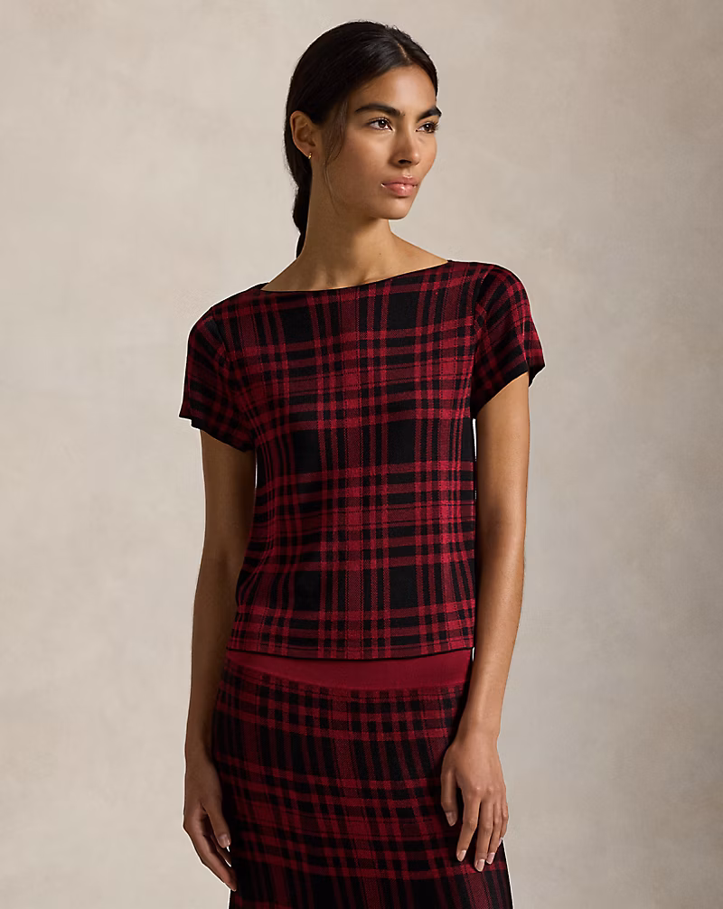 チェック ショートスリーブ セーター