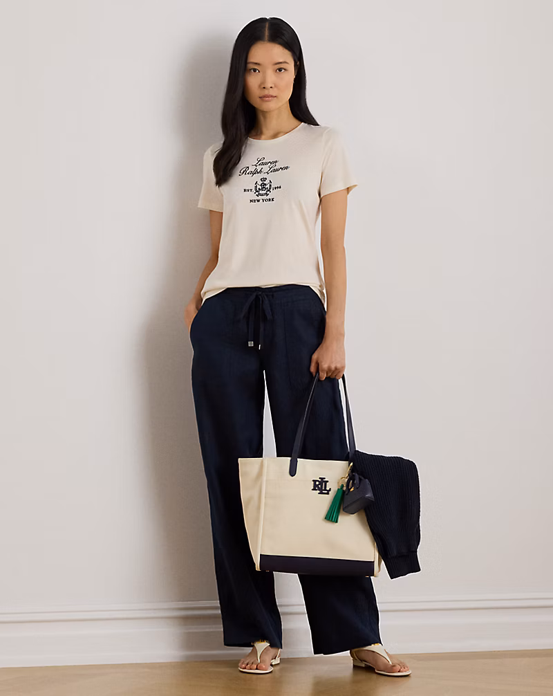 リネン ワイドレッグ パンツ