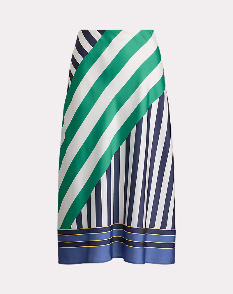 ストライプド ツイル ミディ スカート