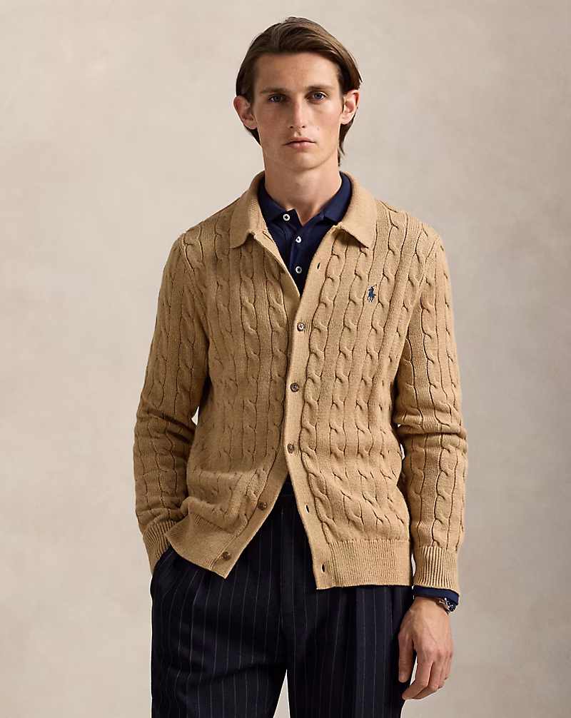 ケーブルニット コットン カーディガン