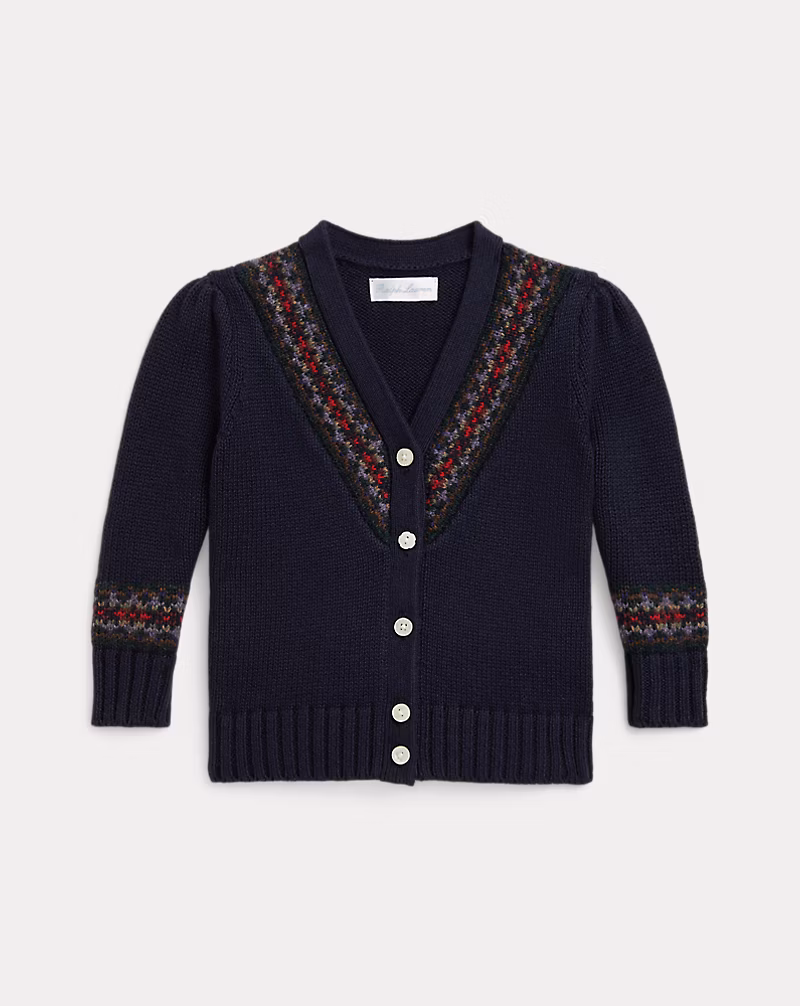 フェア アイル コットンブレンド Vネック カーディガン