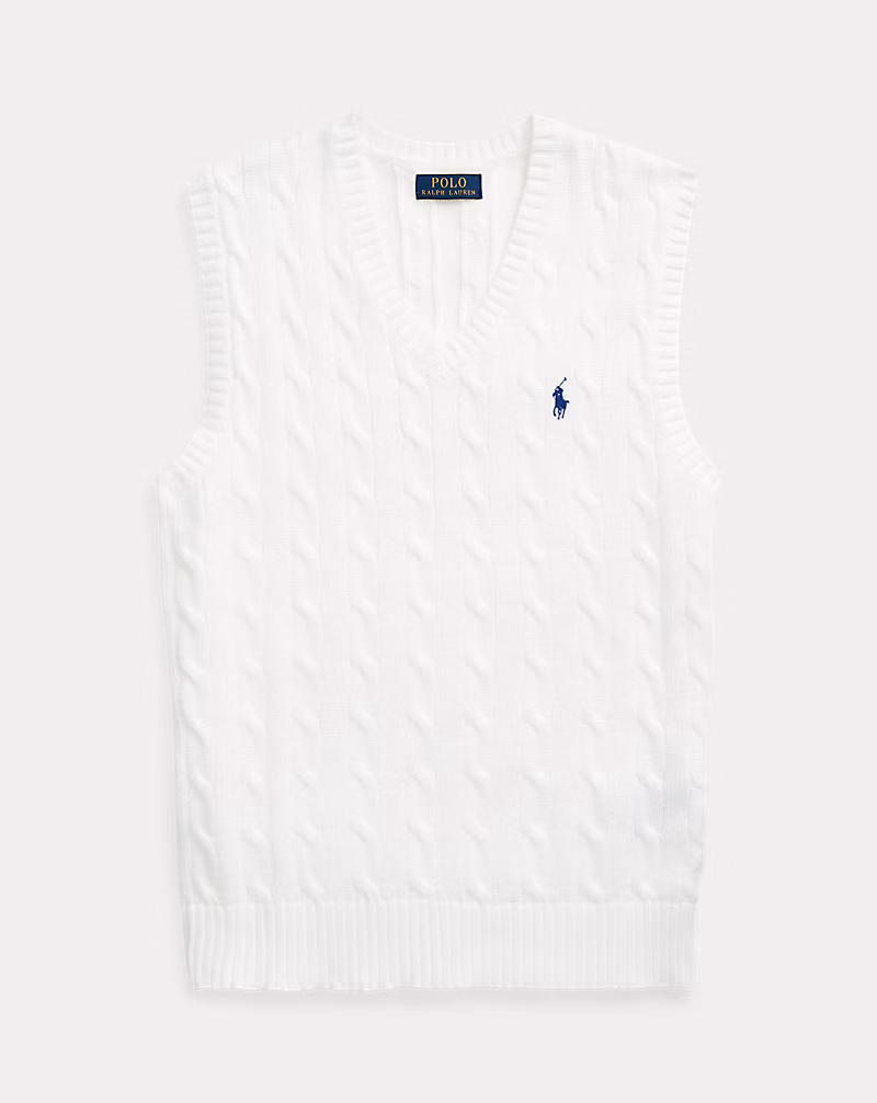 ケーブルニット コットン セーター ベスト