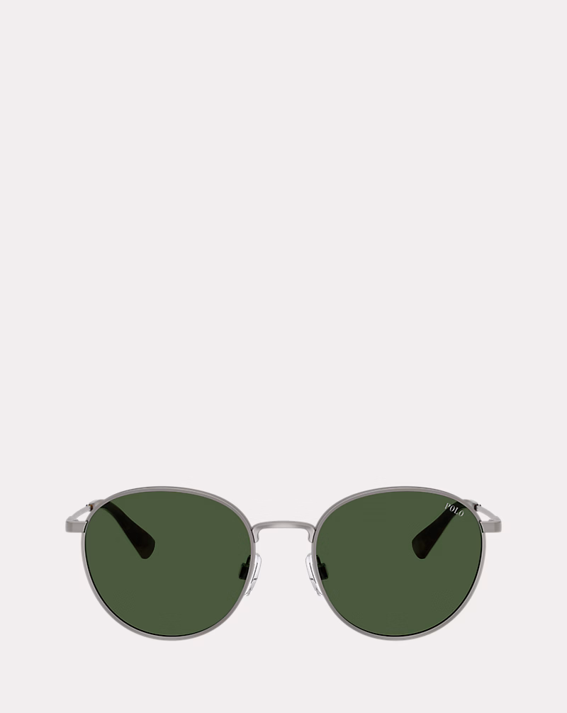 チェックアクセント ラウンド メタル サングラス