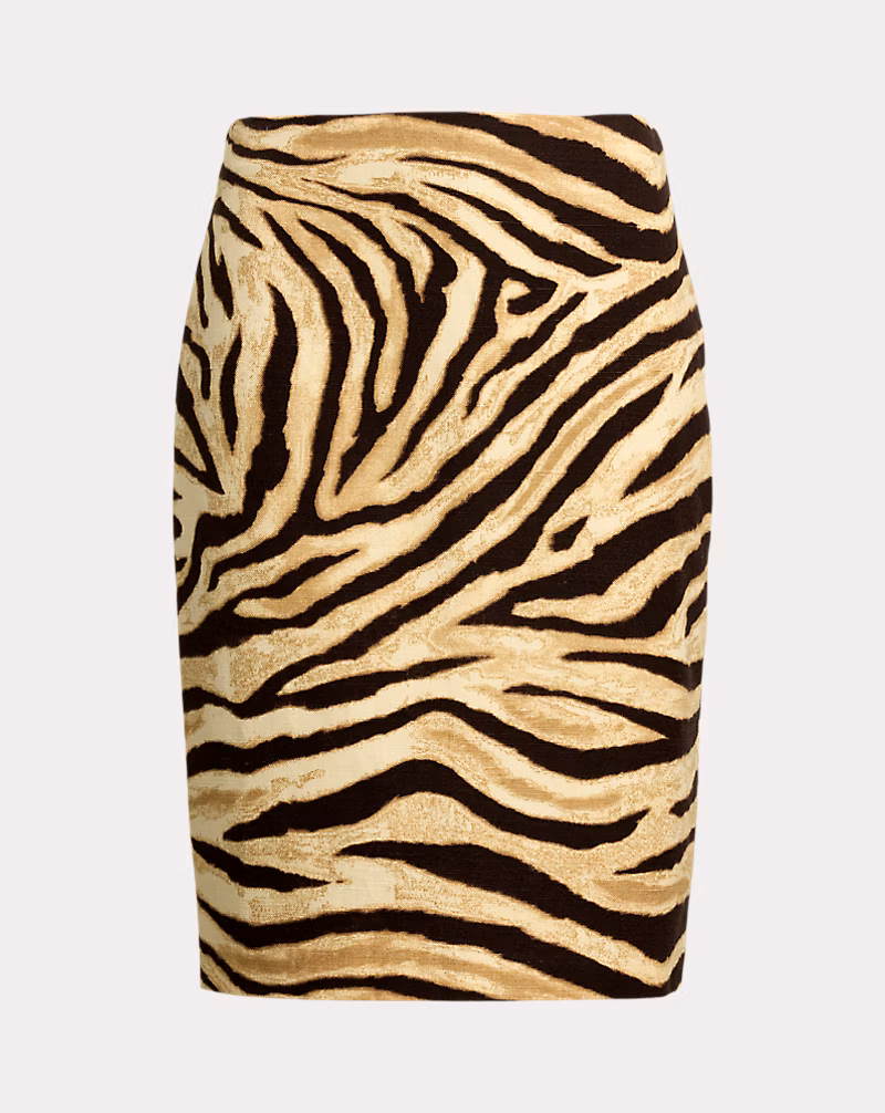 ゼブラプリント リネンコットン ペンシル スカート
