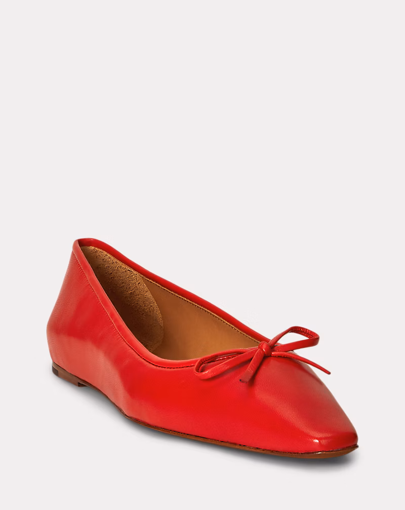 ポインテッド レザー バレエ フラット