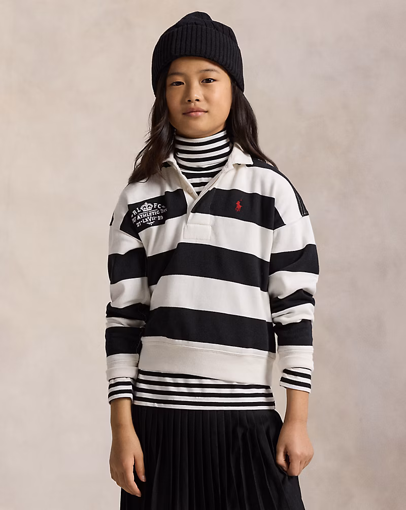 エンブロイダリー フリース ラグビー スウェットシャツ