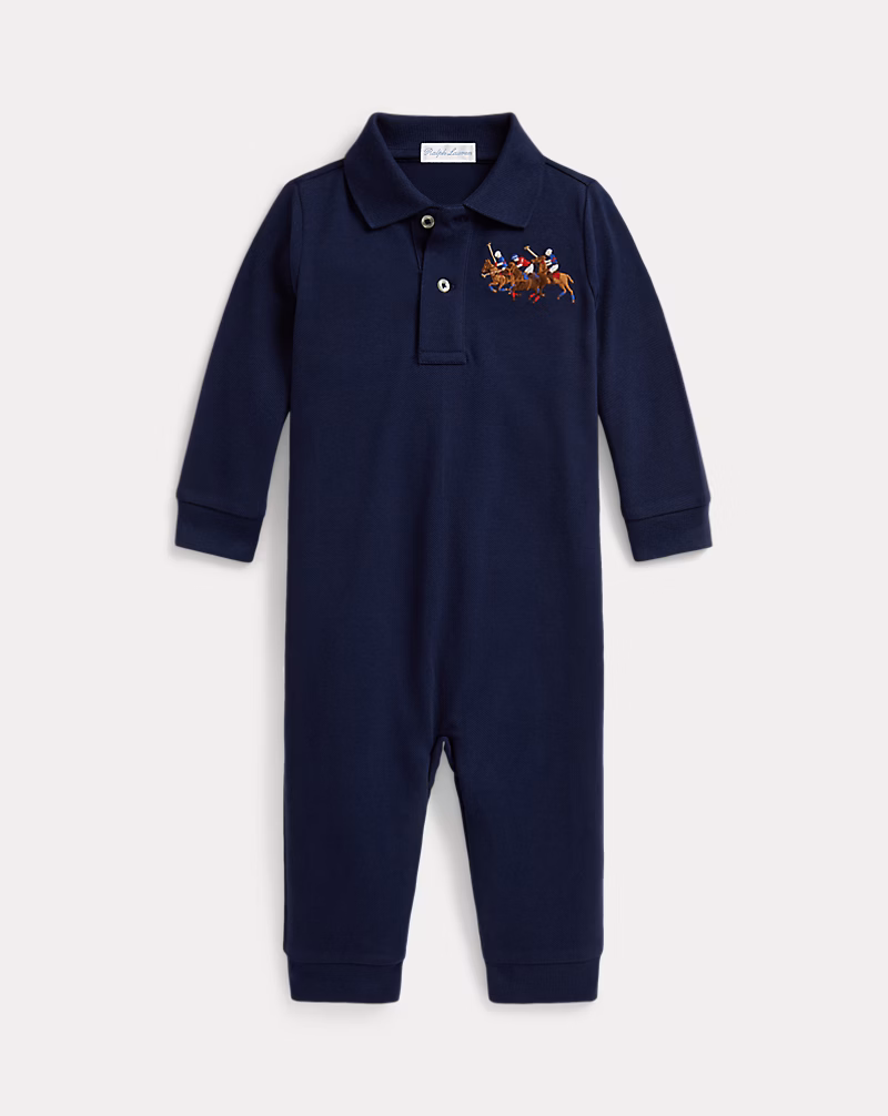 トリプルポニー コットン メッシュ ポロ カバーオール