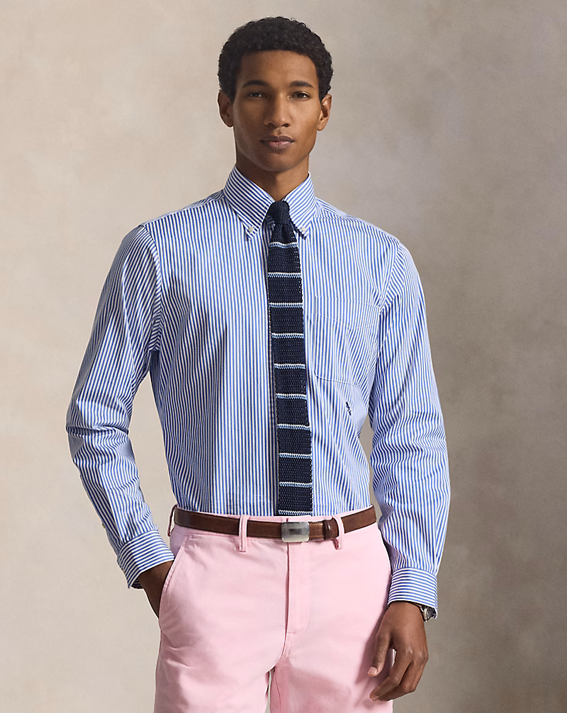クラシック フィット ストライプド ポプリン シャツ