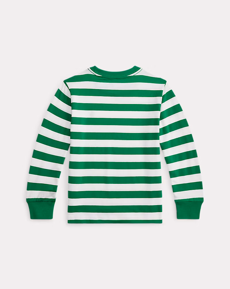 ストライプド コットン ロングスリーブ Tシャツ