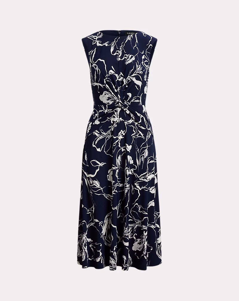 フローラル ツイストフロント ジャージー ドレス