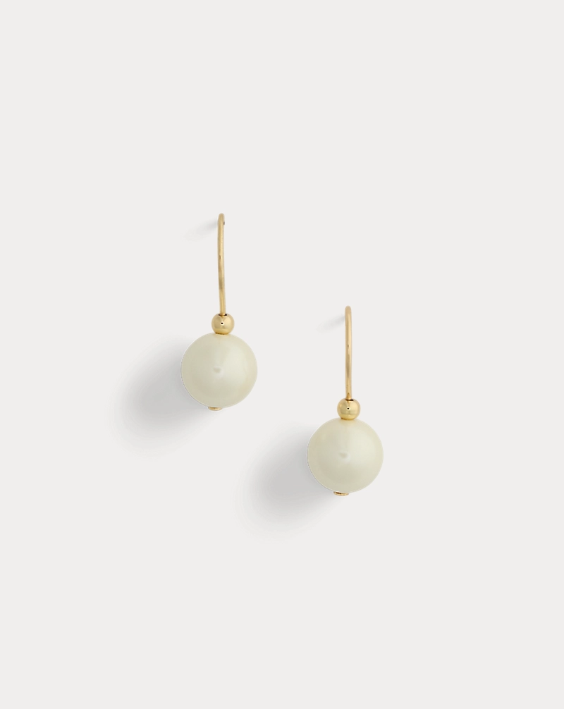 ゴールドプレーテッド フェイクパール ドロップ ピアス