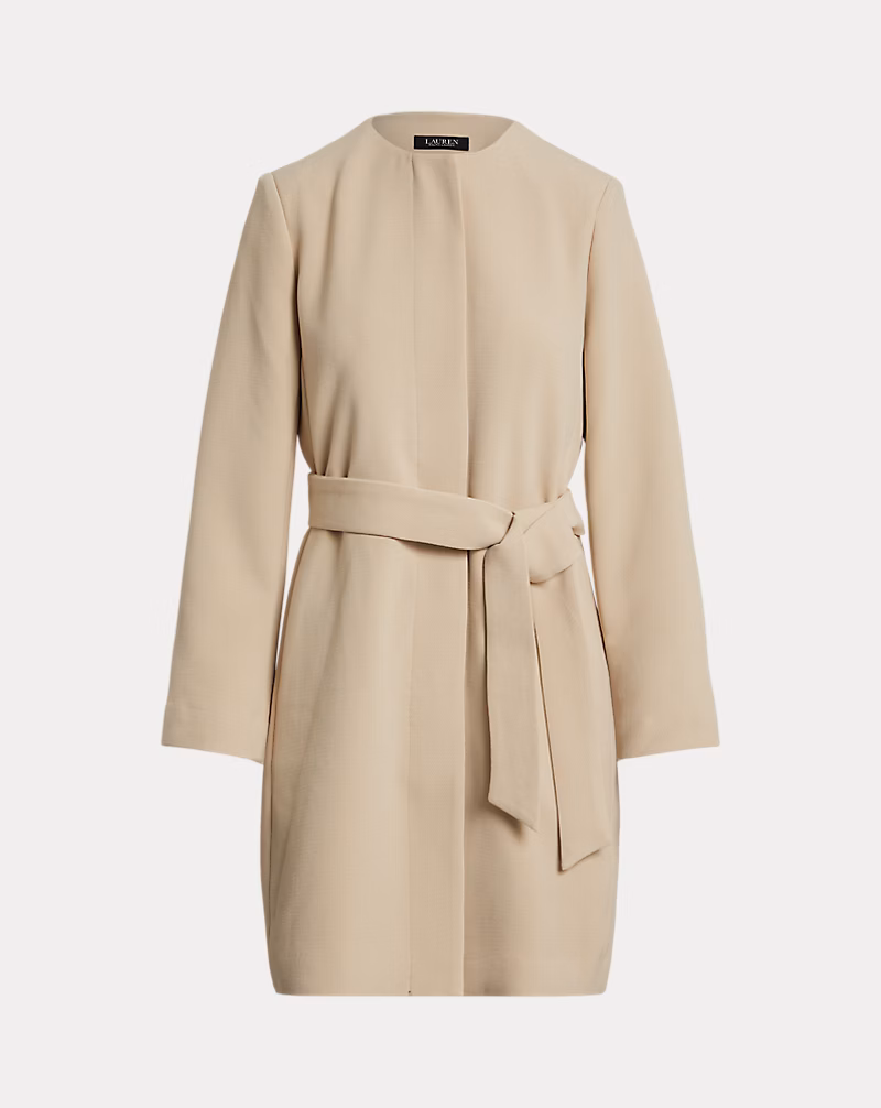 ベルテッド クレープ クルーネック コート