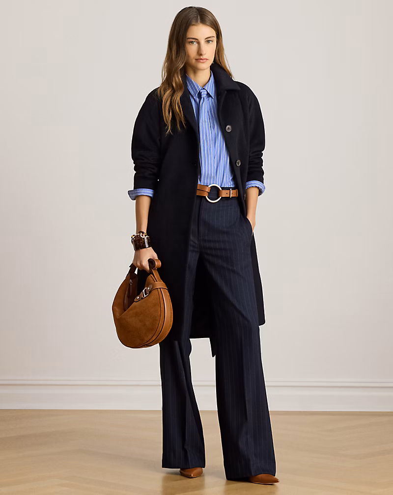 ベルテッド ウールブレンド コート