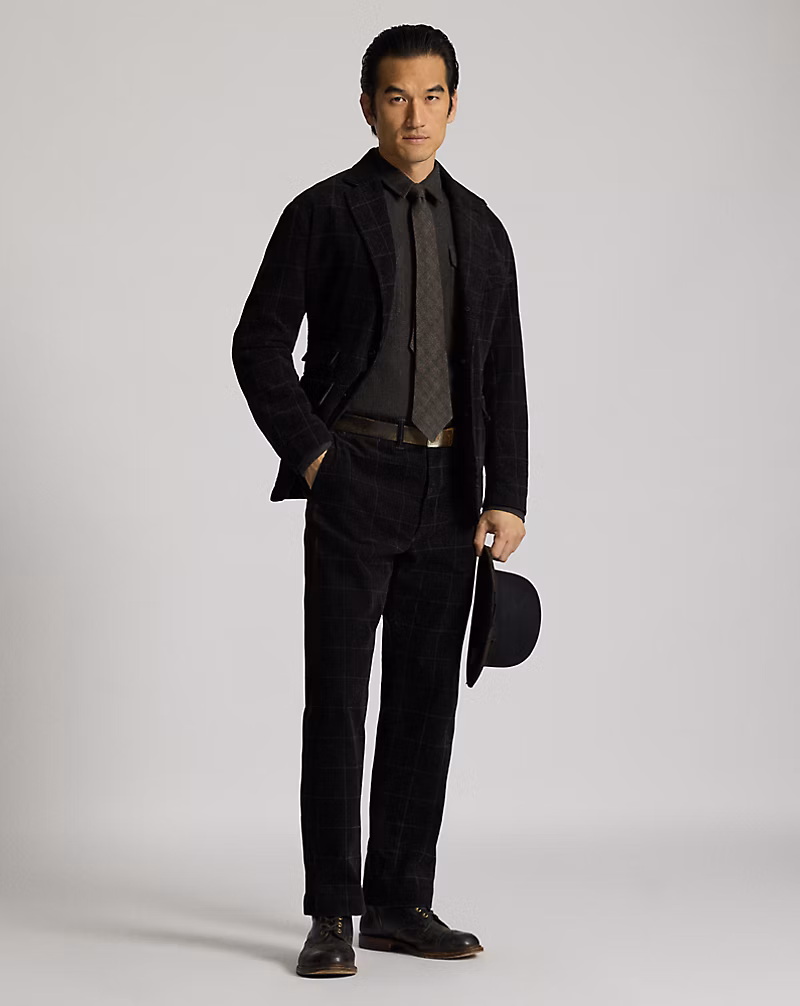 チェックプリント コーデュロイ オフィサーズ パンツ