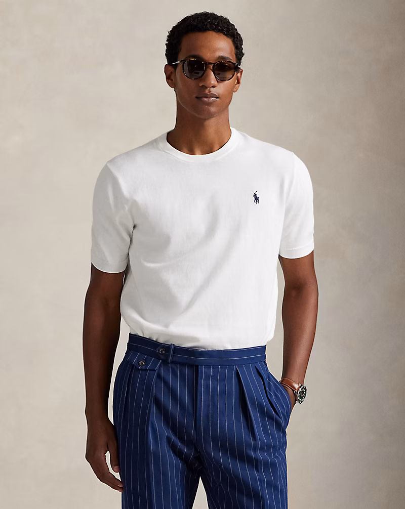 コットン クルーネック ショートスリーブ セーター