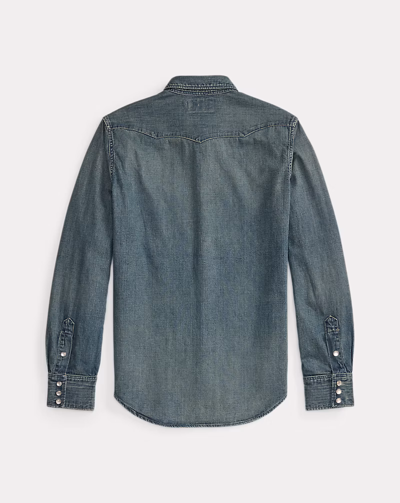 スリム フィット デニム ウエスタン シャツ