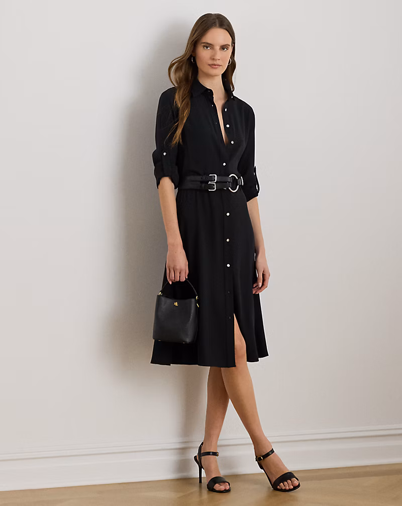 ダブルフェイスド ジョーゼット シャツドレス