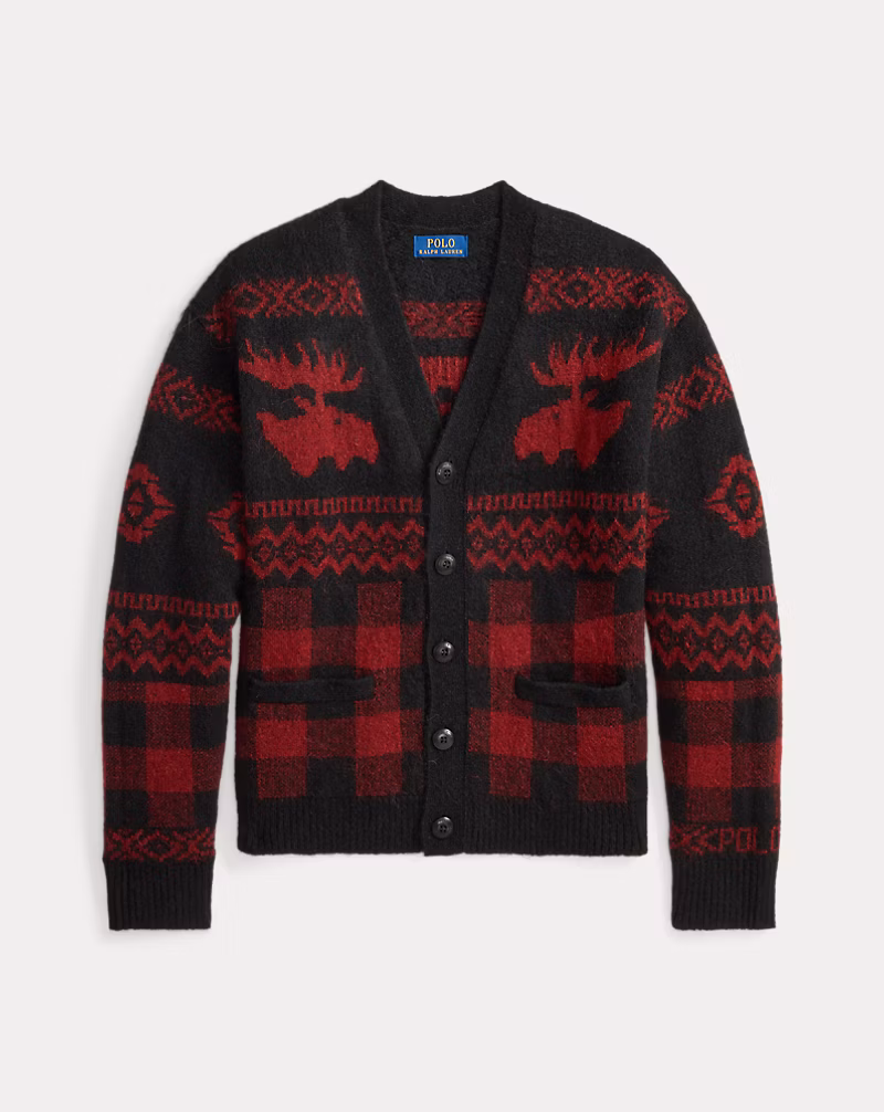 バッファロー チェック ムースグラフィック カーディガン
