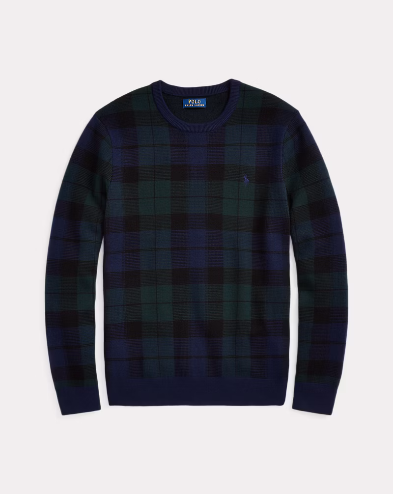 チェック ウォッシャブル ウール セーター