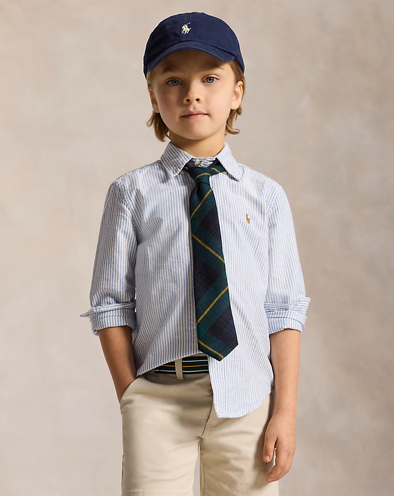 ストライプド コットン オックスフォード シャツ