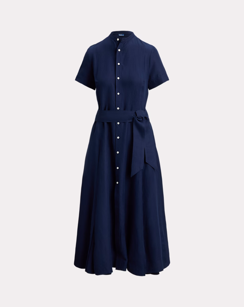 ベルテッド シルクブレンド Aライン ドレス