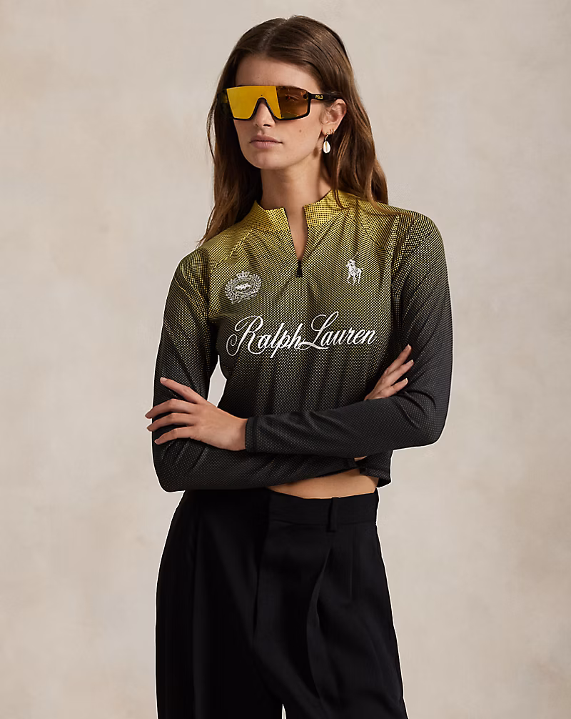 グラフィック クロップド クォータージップ