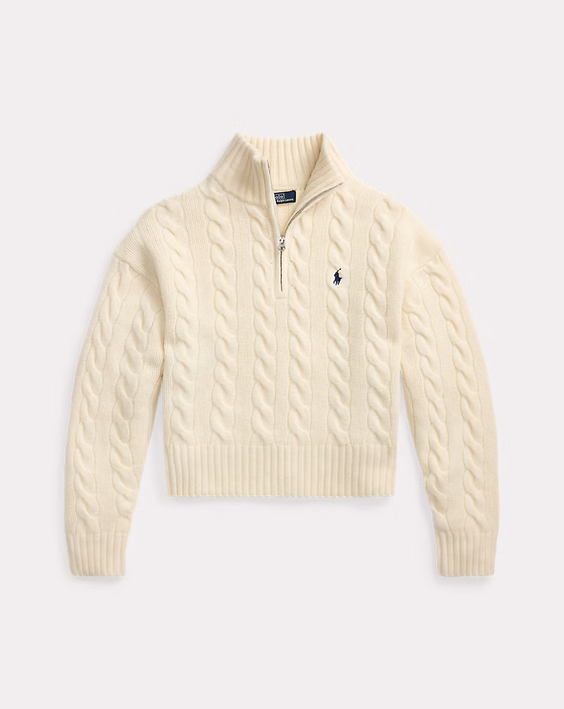 ケーブル ウールカシミヤ ハーフジップ セーター