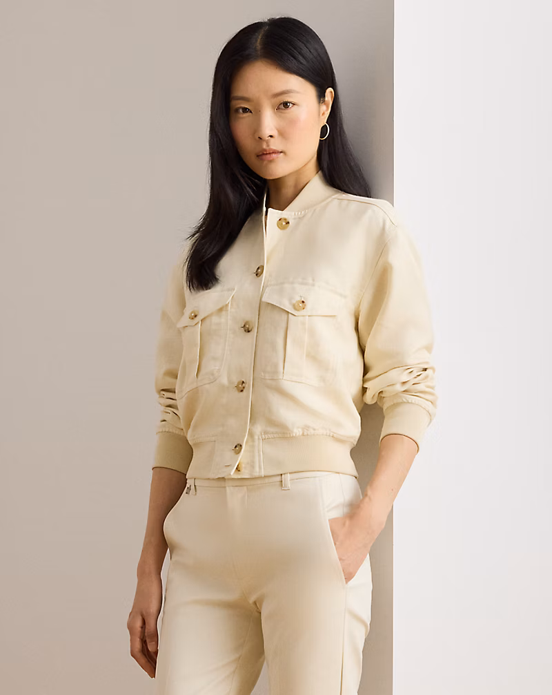 リネンブレンド ボンバー ジャケット